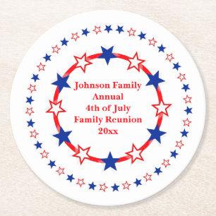 Customizable Patriotic Party Essentials Round Paper Coaster