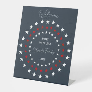 Customizable Patriotic Party Welcome Pedestal Sign