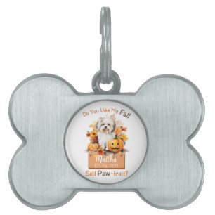 Customizable Paw-fect Autumn Dog Matcha Pet ID Tag