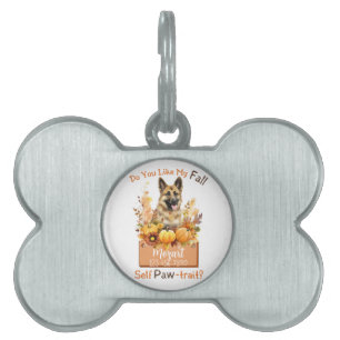 Customizable Paw-fect Autumn Dog Mozart Pet ID Tag