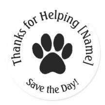 Customizable Paw Print Thank You Stickers