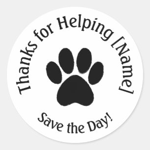 Customizable Paw Print Thank You Stickers