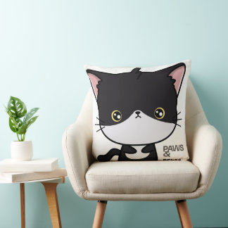 Customizable Paws & Relax Cat Throw Pillow