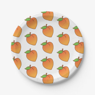 Customizable Peach Pattern Paper Plate