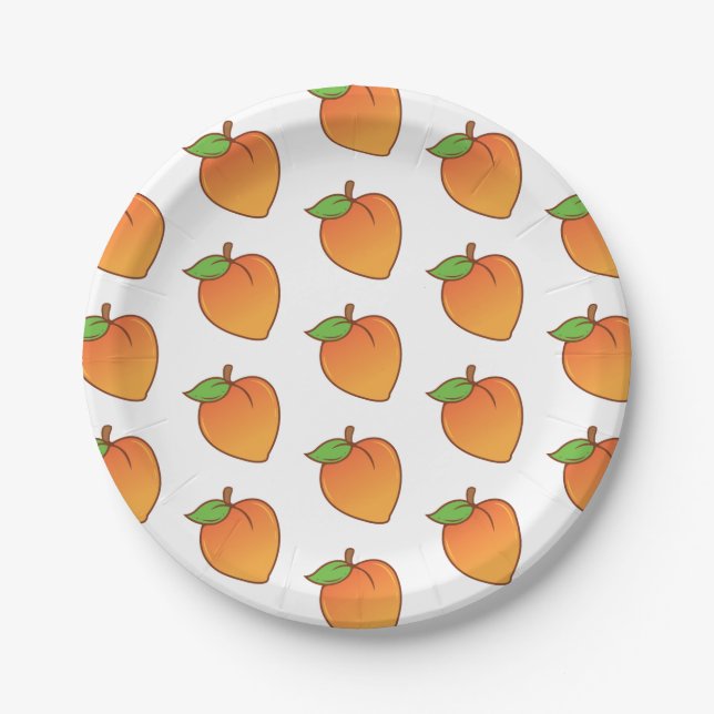 Customizable Peach Pattern Paper Plate (Front)