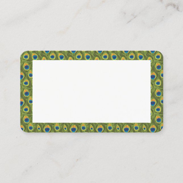 Customizable Peacock Print Border Blank Card (Front)