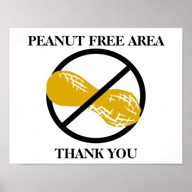 Customizable Peanut Free Area for School or Office Poster (Front)