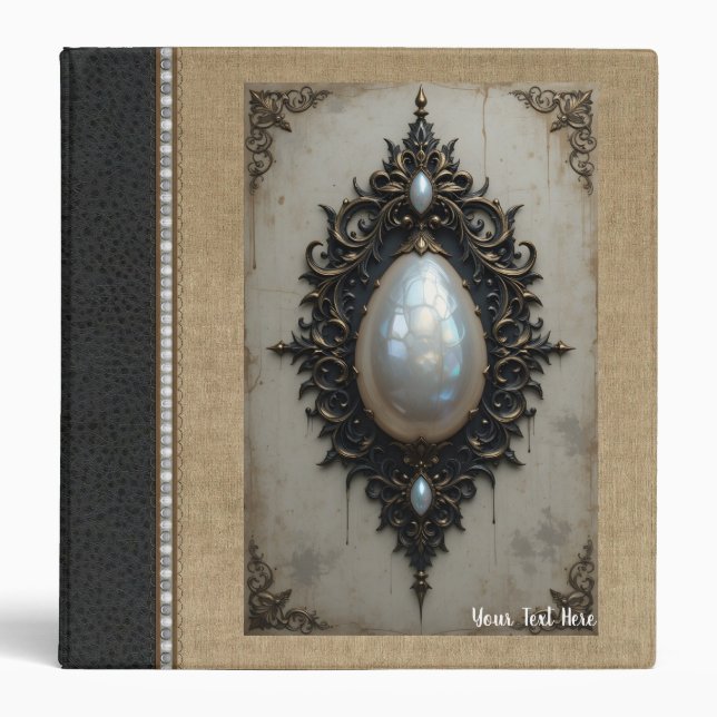 Customizable Pearl Cabachon Filigree Binder (Front)