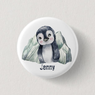 Customizable Penguin In Winter 1 Inch Round Button