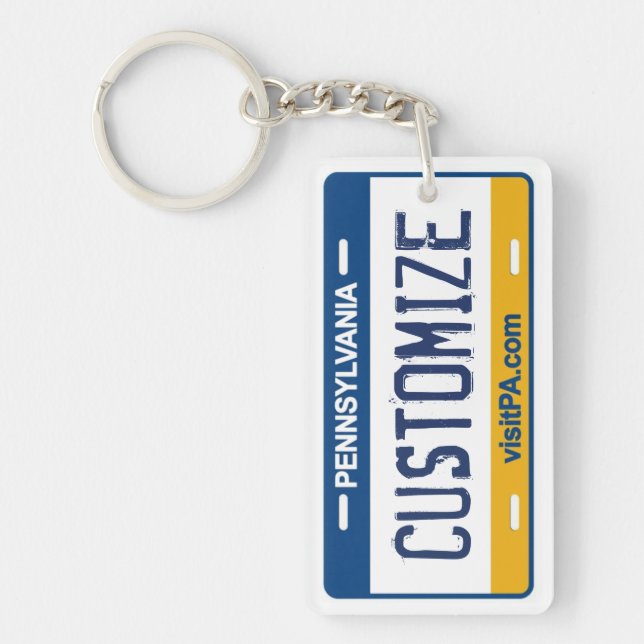 Customizable Pennsylvania license plate keychain (Front)