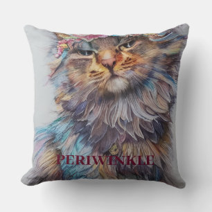 Customizable Persian Name & Photo Cute Cat Throw Pillow