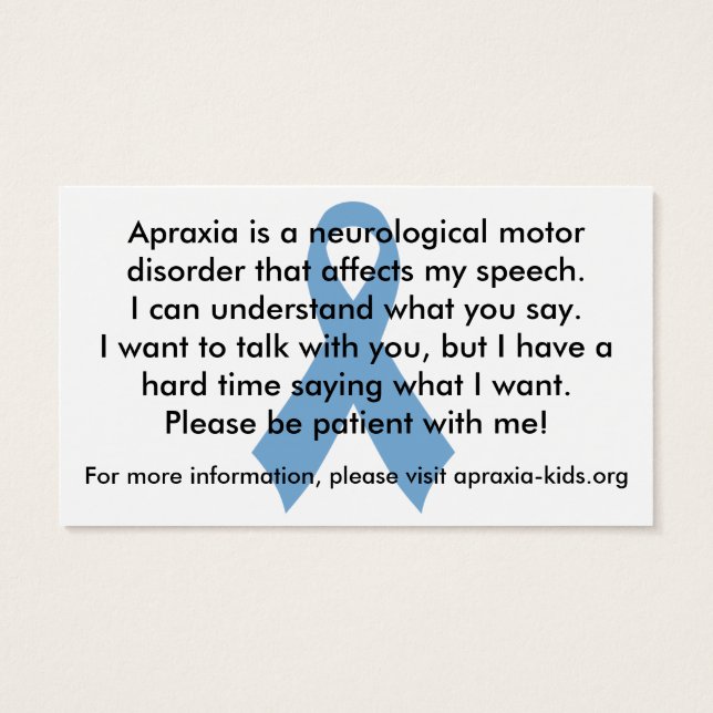 Customizable Personal Apraxia Awareness Cards (Back)