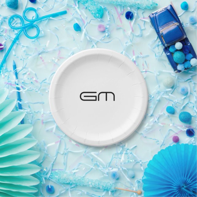 Customizable personal elegant initials paper plate (Party)