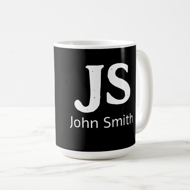 Customizable personal initials coffee mug (Front Right)