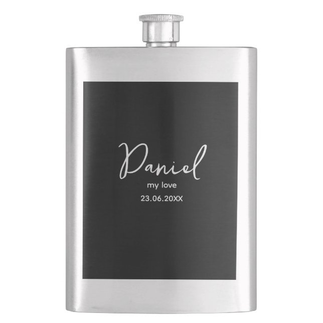 Customizable personal initials,  gift for man hip flask (Front)