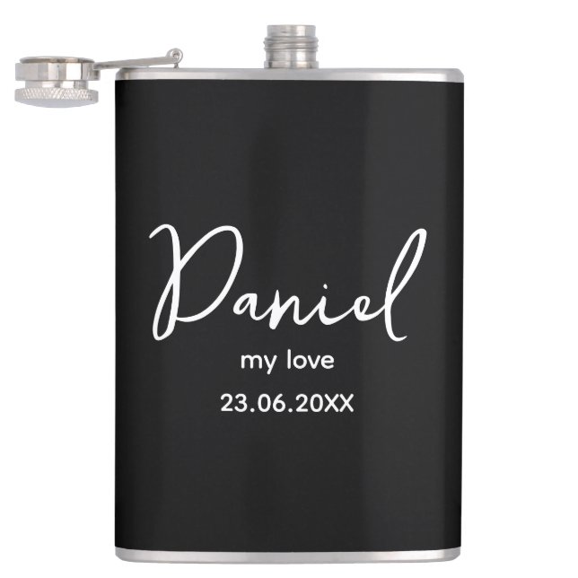 Customizable personal initials,  gift for man hip flask (Opened)