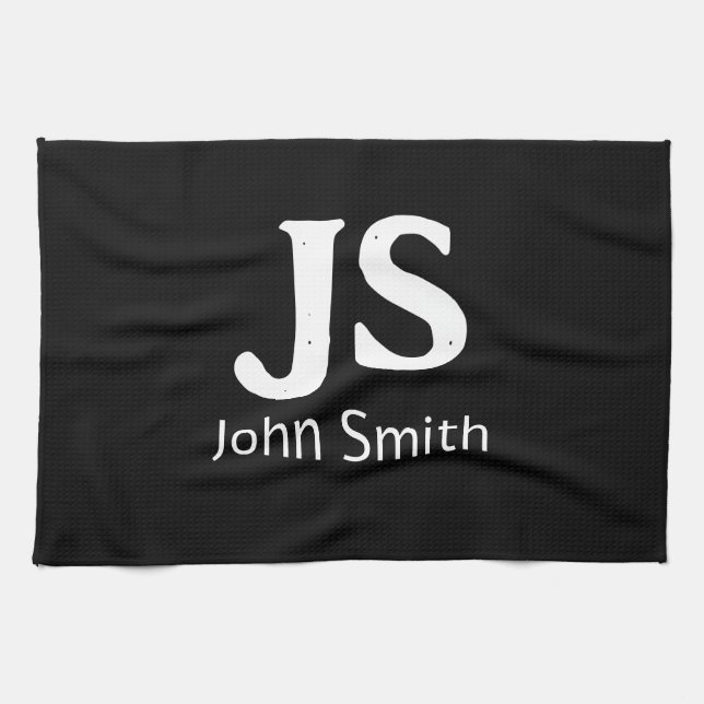Customizable personal initials kitchen towel (Horizontal)