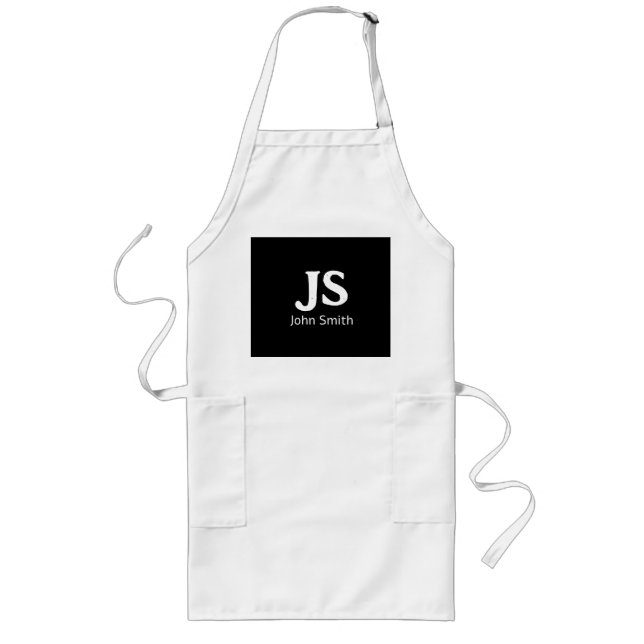Customizable personal initials long apron (Front)