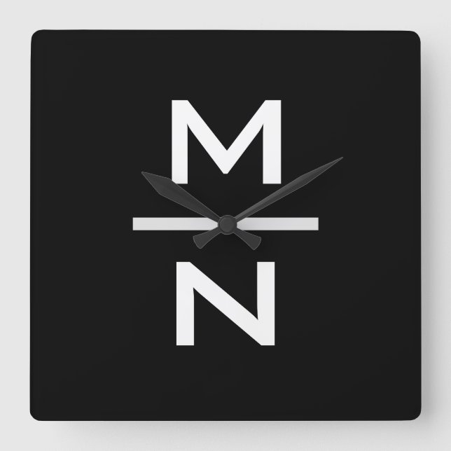 Customizable personal monogram square wall clock (Front)