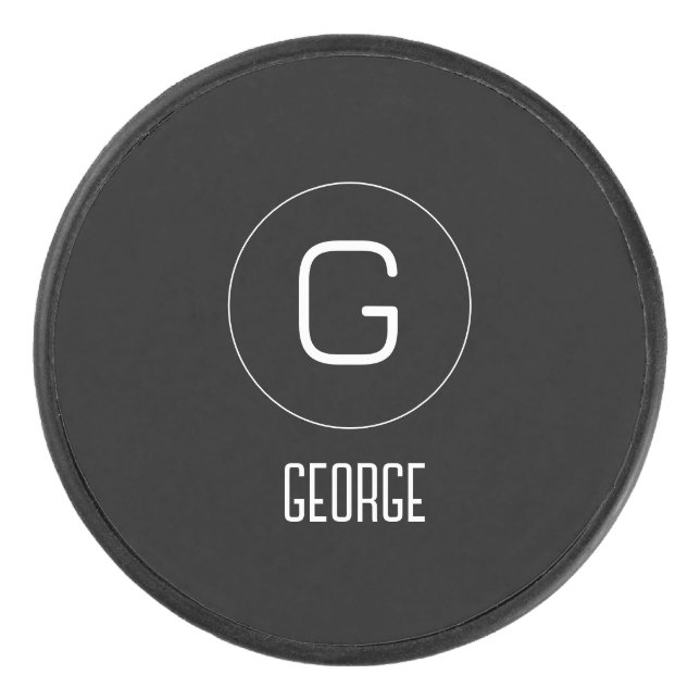 Customizable personal name logo  hockey puck (Front)