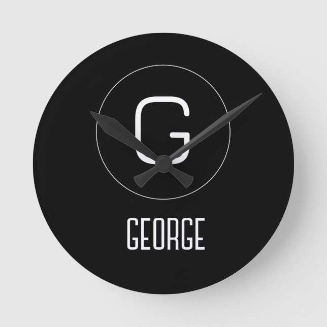 Customizable personal name logo  round clock (Front)