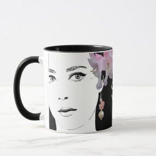 Customizable personal pink flowers boho gothic  mug