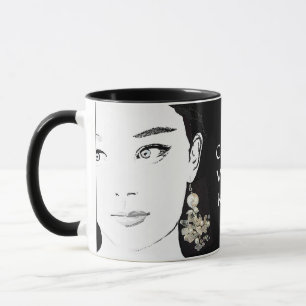Customizable personal white flower fashion gothic mug