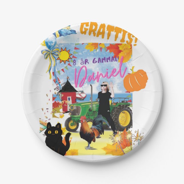 Customizable Personalisated  Birthday Design  Paper Plate (Front)