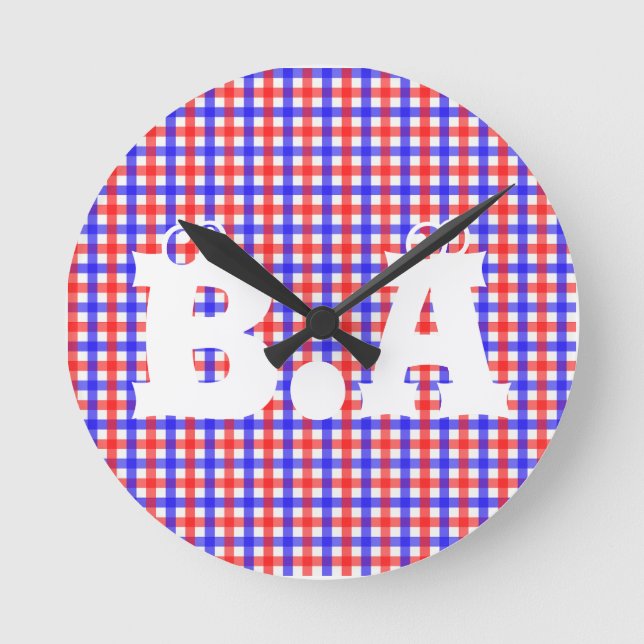 Customizable Personalize Initials Cute Round Clock (Front)