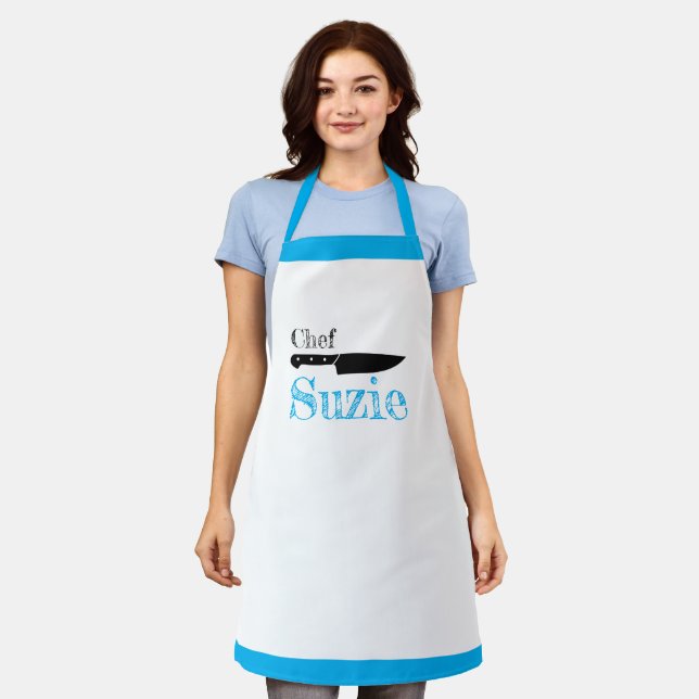 Customizable Personalized Chef Name Mens Womens  Apron (Worn)