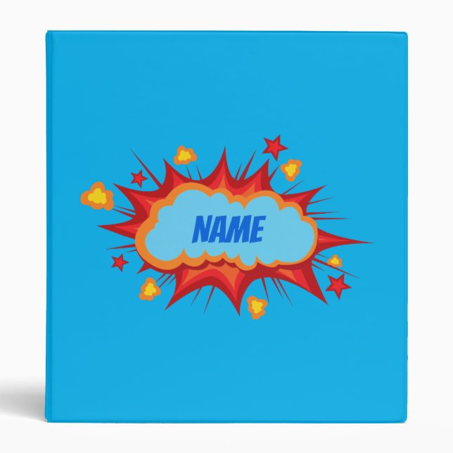 Customizable personalized comic explosion binder (Front)