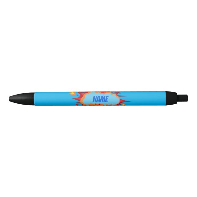 Customizable personalized comic explosion blue ink pen (Front)