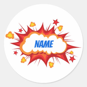 Customizable personalized comic explosion classic round sticker