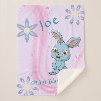 Customizable Personalized Cute Bunny Baby Blanket 