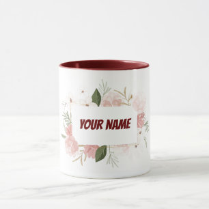 Customizable personalized floral frame mug