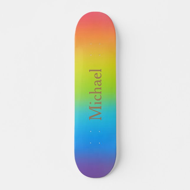 Customizable  Personalized Name Rainbow Design  Skateboard (Front)
