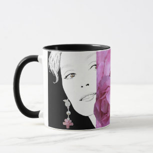 Customizable personalized pink rose gothic witch mug