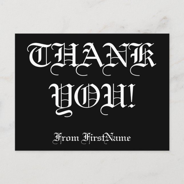 Customizable, Personalized "THANK YOU!" Postcard (Front)