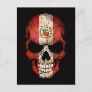 Customizable Peruvian Flag Skull Postcard