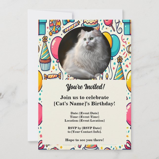 Customizable Pet Birthday Invitation Card  (Front)