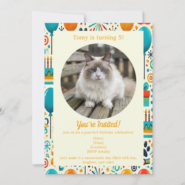 Customizable Pet Birthday Invitation Card  (Front)