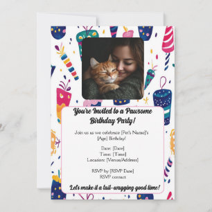 Customizable Pet Birthday Invitation Card with Pho