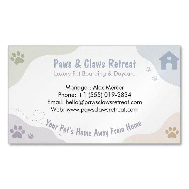 Customizable Pet Boarding Business Card Magnet  (Front)