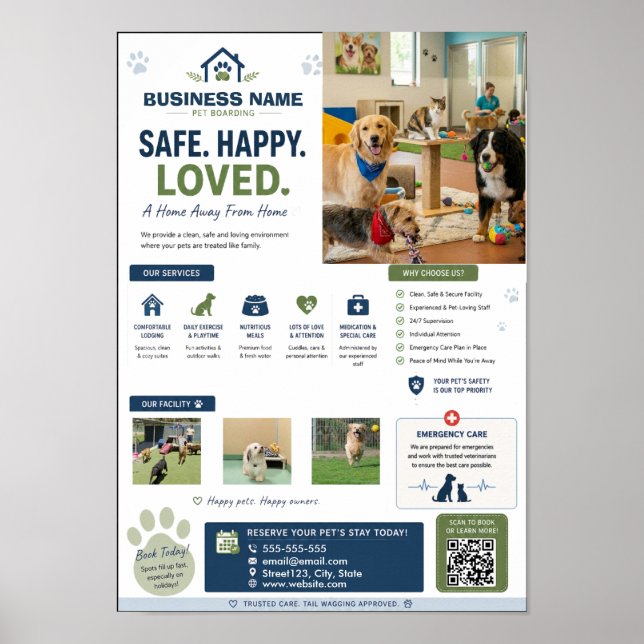 Customizable Pet Boarding Poster Dog & Cat Kennel  (Front)