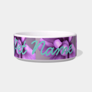 Customizable PET BOWL Purple Flowers w/ blue