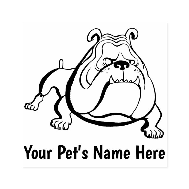Customizable Pet Bulldog Rubber Stamp (Imprint)