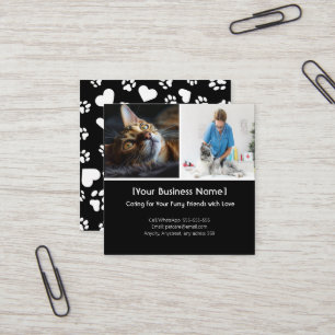 Customizable Pet Care Business Card with Photos 