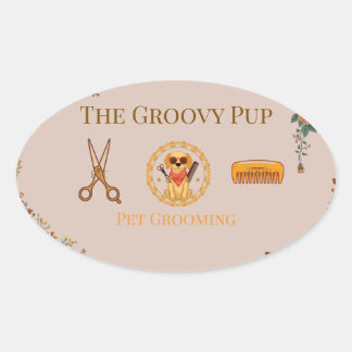 Customizable Pet Care Professional Card Oval Sticker