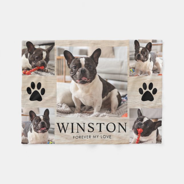 Customizable Pet Dog Memorial Photo Keepsake Fleece Blanket (Front (Horizontal))