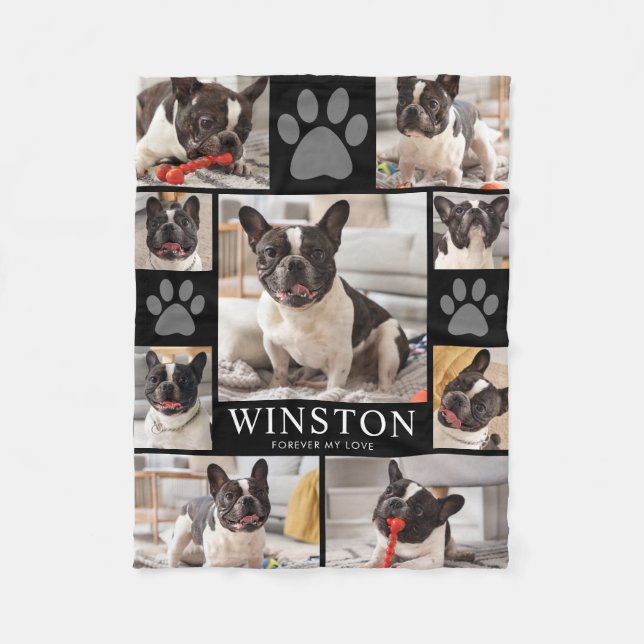 Customizable Pet Dog Memorial Photo Keepsake Fleece Blanket (Front)